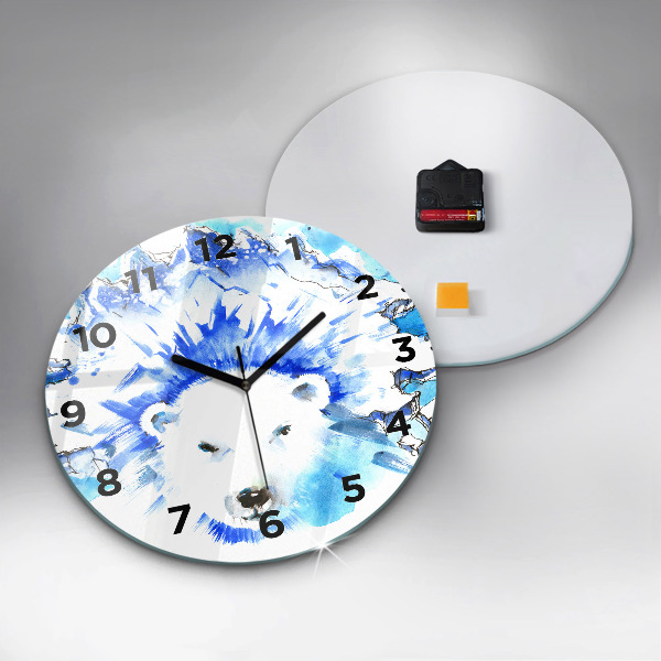 Horloge ronde Ours sur fond de glace