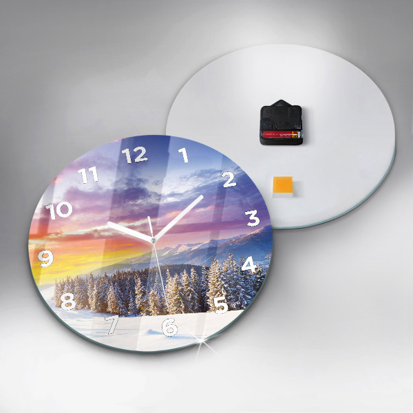 Horloge ronde 'Paysage de montagne d''hiver'