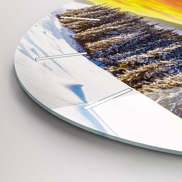 Horloge ronde 'Paysage de montagne d''hiver'