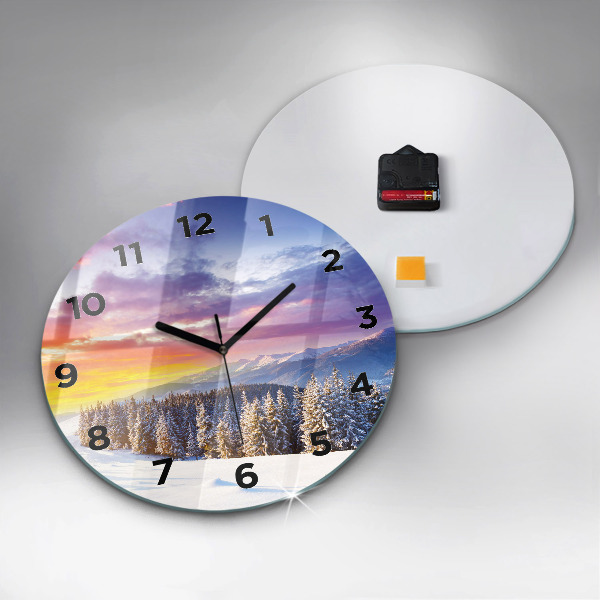 Horloge ronde 'Paysage de montagne d''hiver'