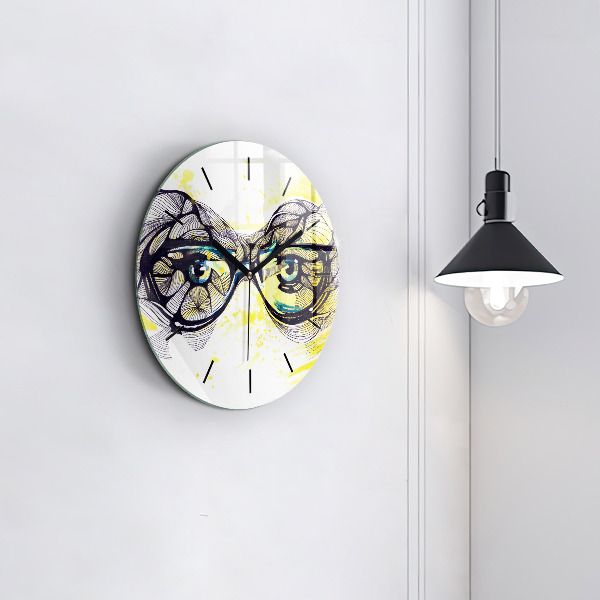 Horloge ronde Yeux avec des lunettes
