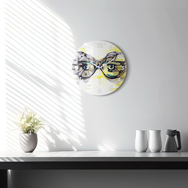 Horloge ronde Yeux avec des lunettes