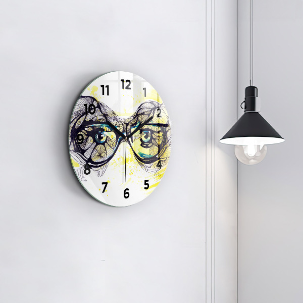 Horloge ronde Yeux avec des lunettes