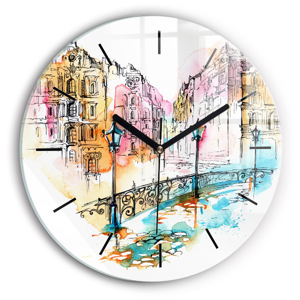 Horloge ronde Architecture peinte