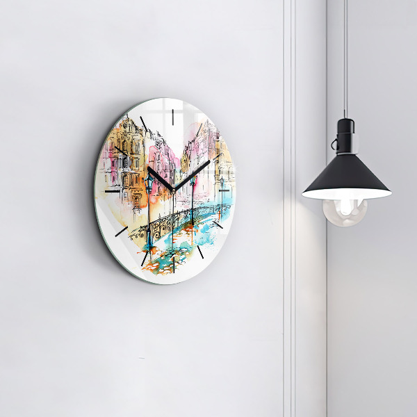 Horloge ronde Architecture peinte