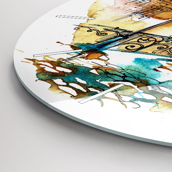 Horloge ronde Architecture peinte