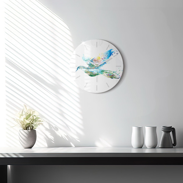 Horloge ronde 'Abstraction d''oiseau et de printemps'