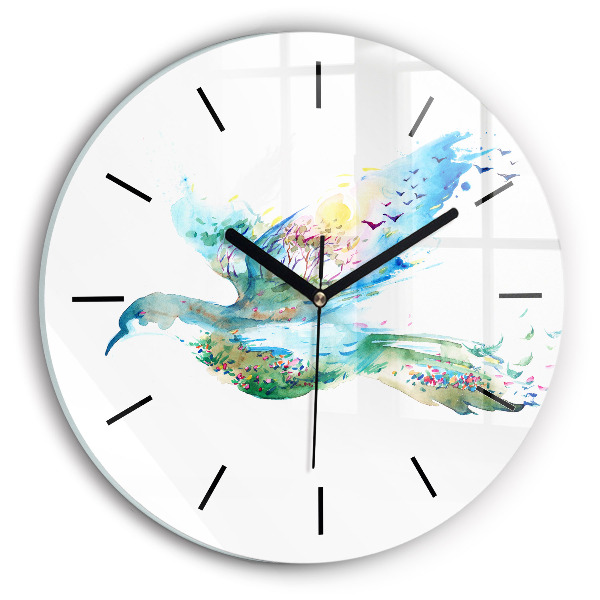 Horloge ronde 'Abstraction d''oiseau et de printemps'