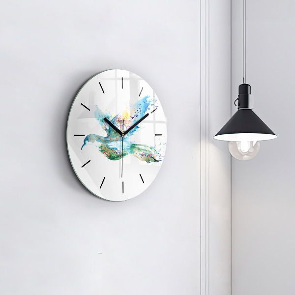 Horloge ronde 'Abstraction d''oiseau et de printemps'