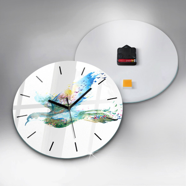 Horloge ronde 'Abstraction d''oiseau et de printemps'
