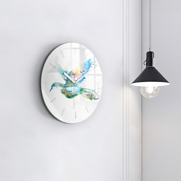 Horloge ronde 'Abstraction d''oiseau et de printemps'