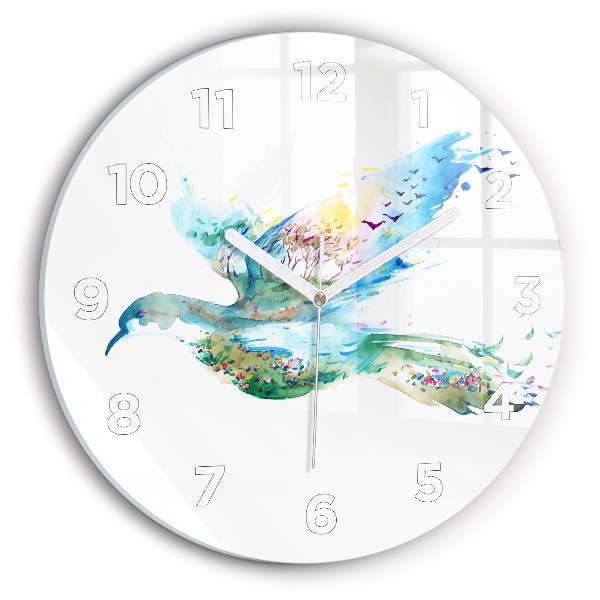 Horloge ronde 'Abstraction d''oiseau et de printemps'