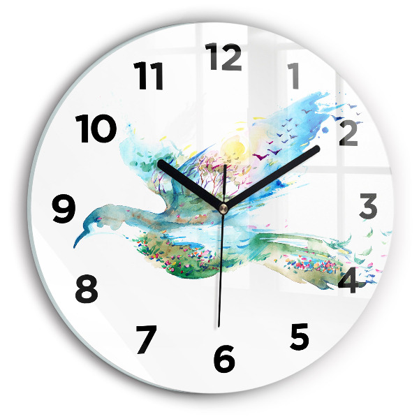 Horloge ronde 'Abstraction d''oiseau et de printemps'