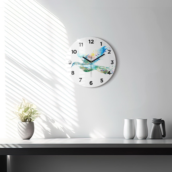 Horloge ronde 'Abstraction d''oiseau et de printemps'