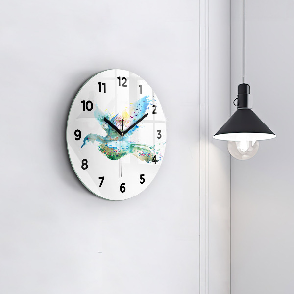 Horloge ronde 'Abstraction d''oiseau et de printemps'