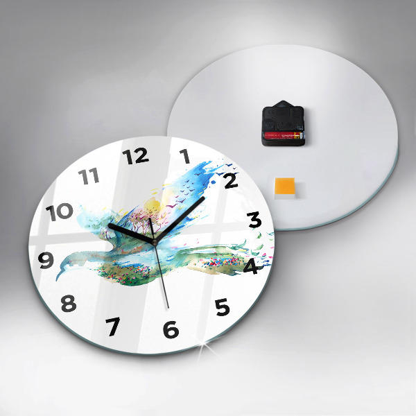 Horloge ronde 'Abstraction d''oiseau et de printemps'