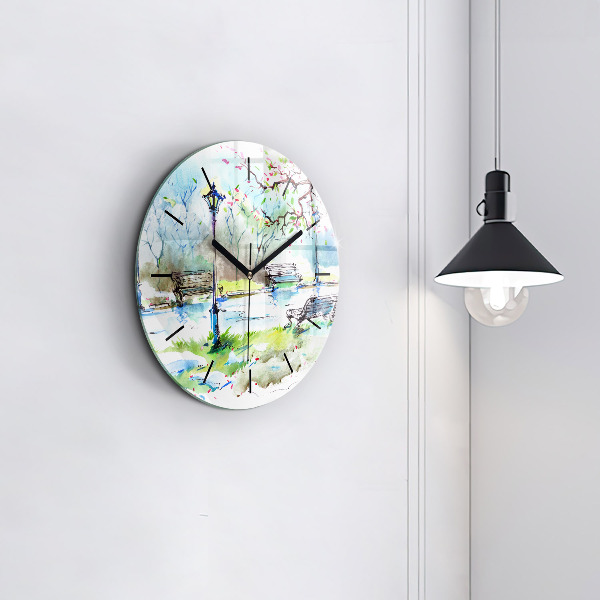 Horloge ronde Printemps pittoresque
