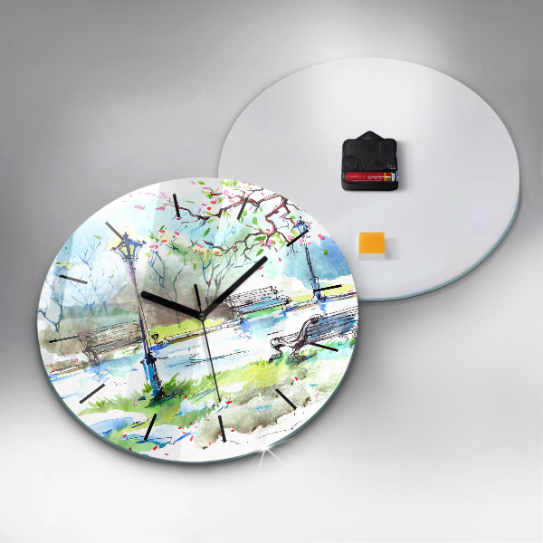 Horloge ronde Printemps pittoresque