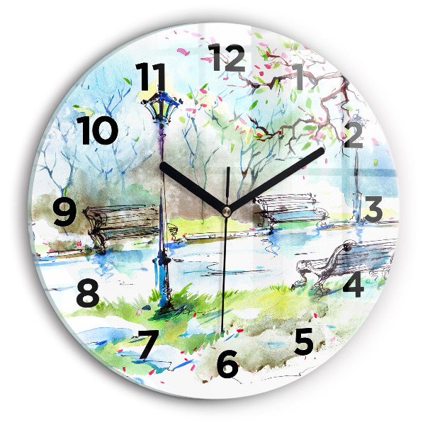 Horloge ronde Printemps pittoresque