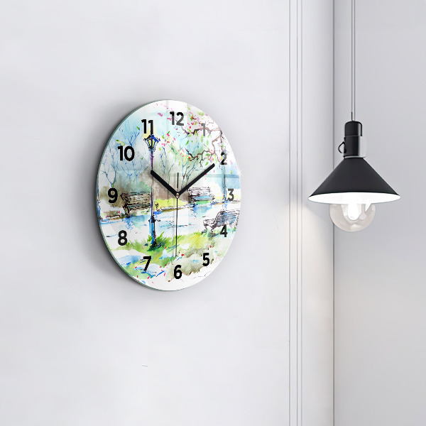 Horloge ronde Printemps pittoresque