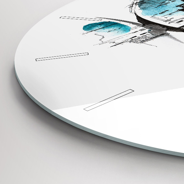 Horloge ronde Ville à lunettes