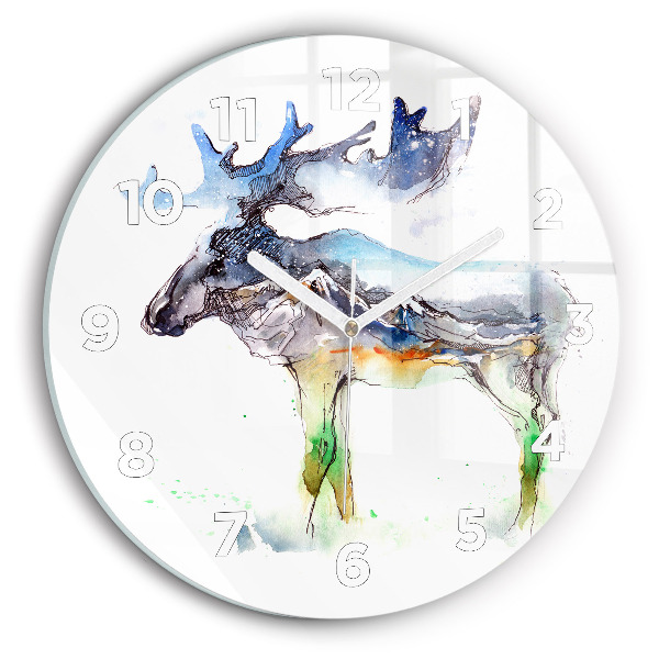 Horloge ronde 'Paysage d''élans et de montagnes'