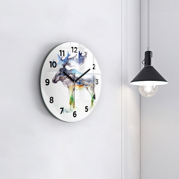 Horloge ronde 'Paysage d''élans et de montagnes'
