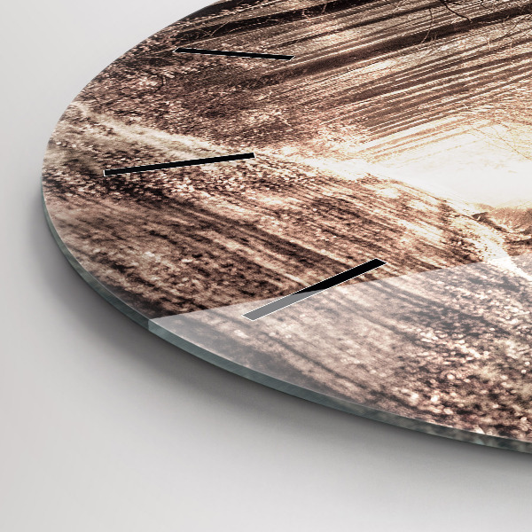 Horloge ronde Chemin forestier en sépia