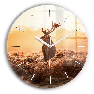 Horloge ronde Cerf au lever du soleil