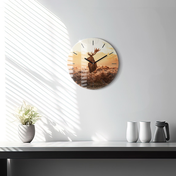 Horloge ronde Cerf au lever du soleil