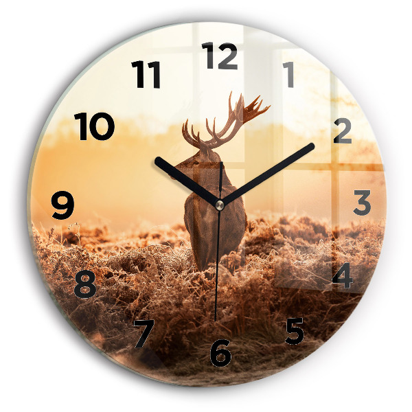 Horloge ronde Cerf au lever du soleil