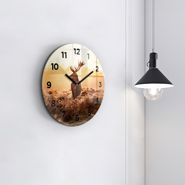 Horloge ronde Cerf au lever du soleil
