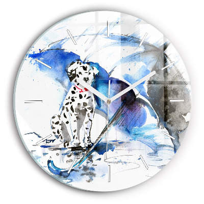 Horloge ronde Dalmatien et parapluie