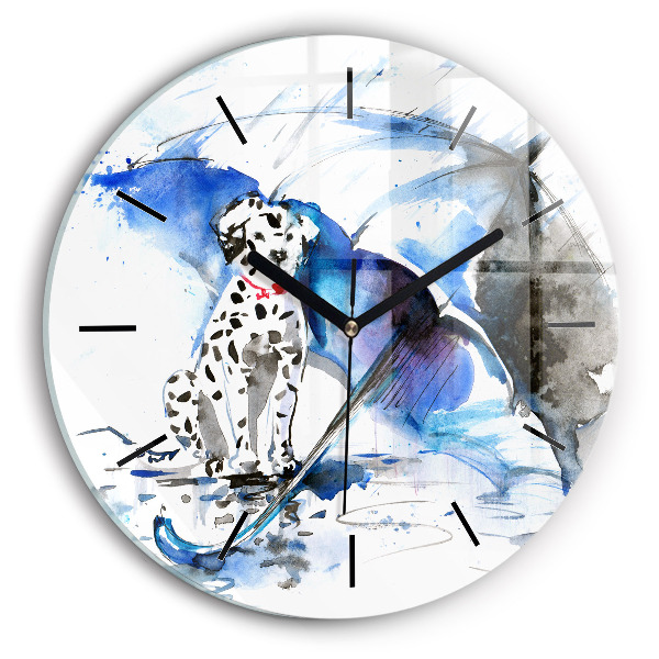 Horloge ronde Dalmatien et parapluie