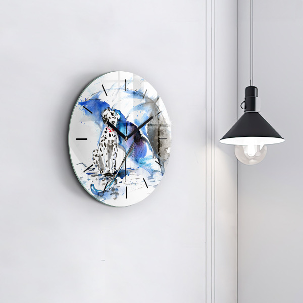 Horloge ronde Dalmatien et parapluie