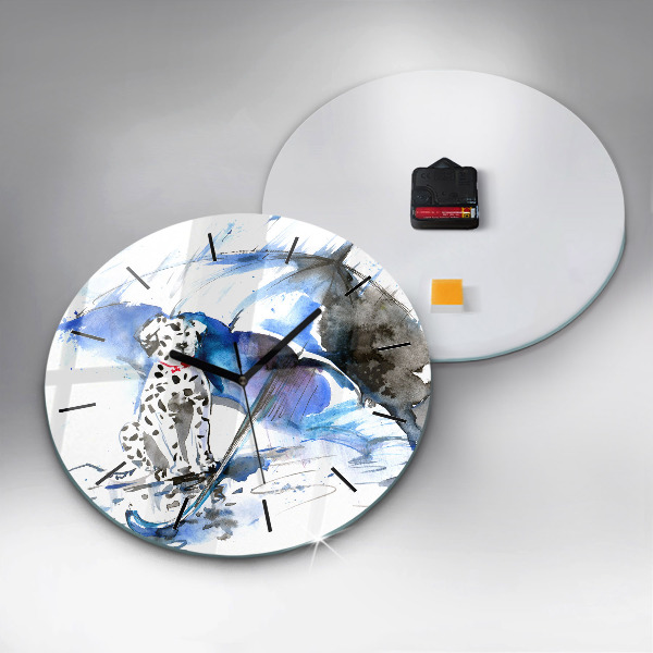 Horloge ronde Dalmatien et parapluie
