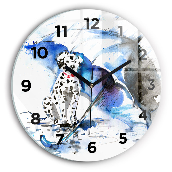 Horloge ronde Dalmatien et parapluie