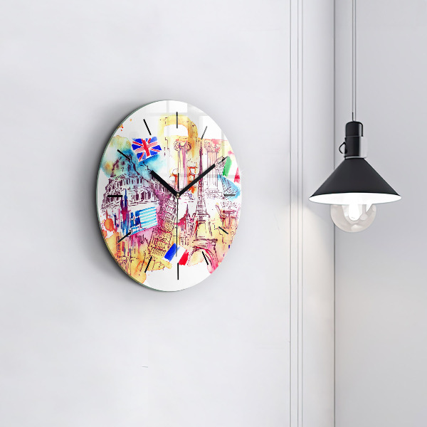 Horloge ronde Pays attractifs dans le monde