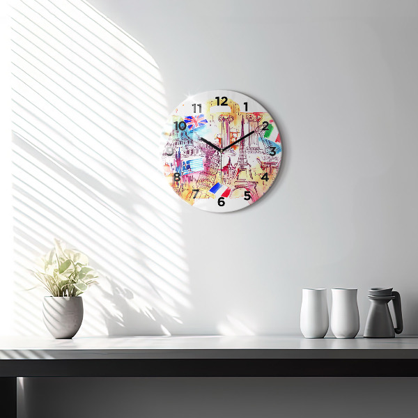 Horloge ronde Pays attractifs dans le monde