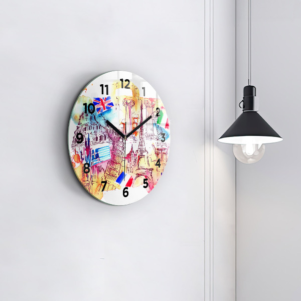 Horloge ronde Pays attractifs dans le monde