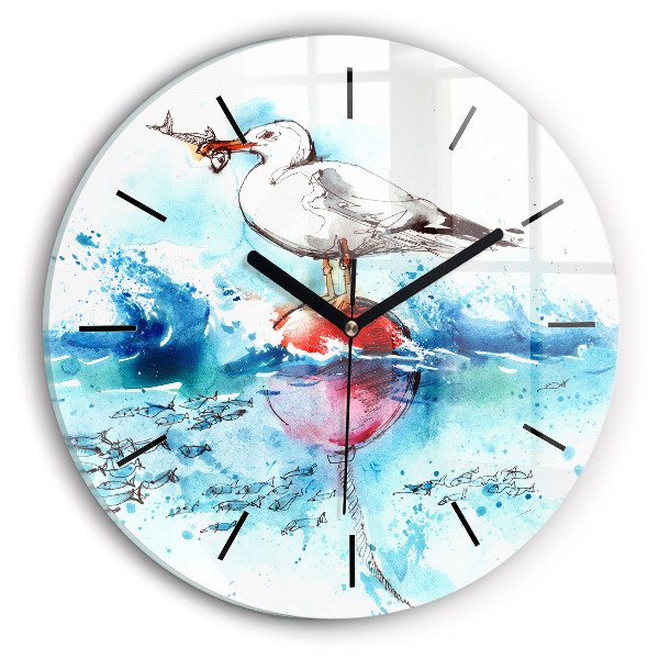 Horloge ronde Mouette peinte