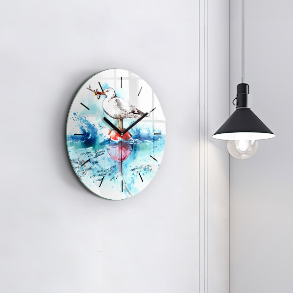 Horloge ronde Mouette peinte