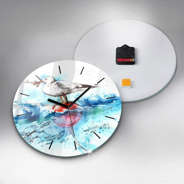 Horloge ronde Mouette peinte