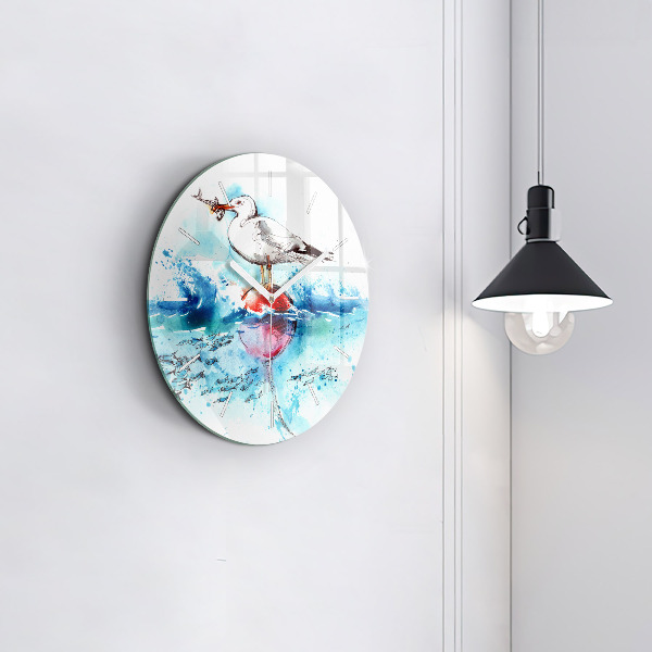 Horloge ronde Mouette peinte