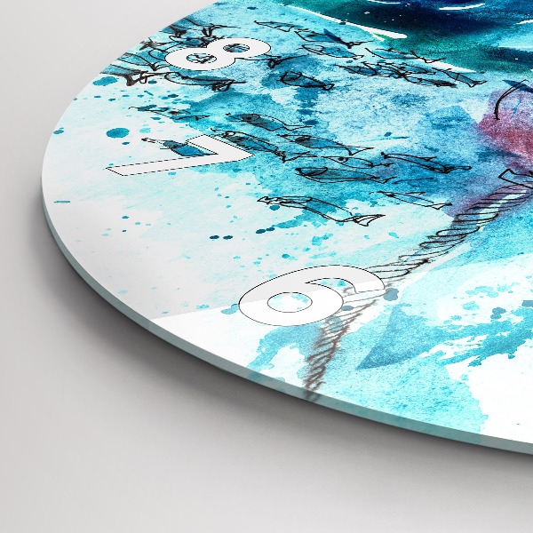 Horloge ronde Mouette peinte