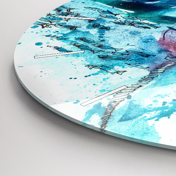 Horloge ronde Mouette peinte