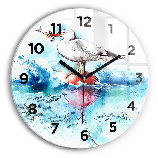 Horloge ronde Mouette peinte