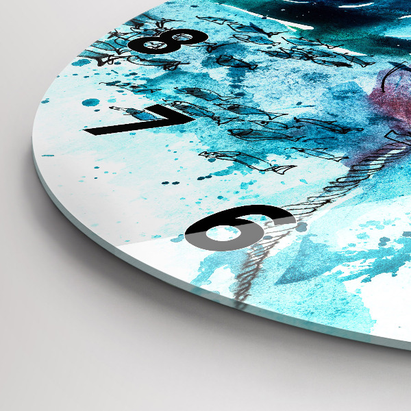 Horloge ronde Mouette peinte