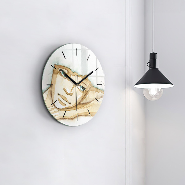 Horloge ronde 'Portrait d''une femme'