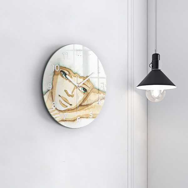 Horloge ronde 'Portrait d''une femme'